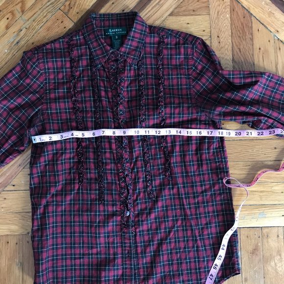 Red Ruffle Tuxedo Button Down - Picture 6 of 7